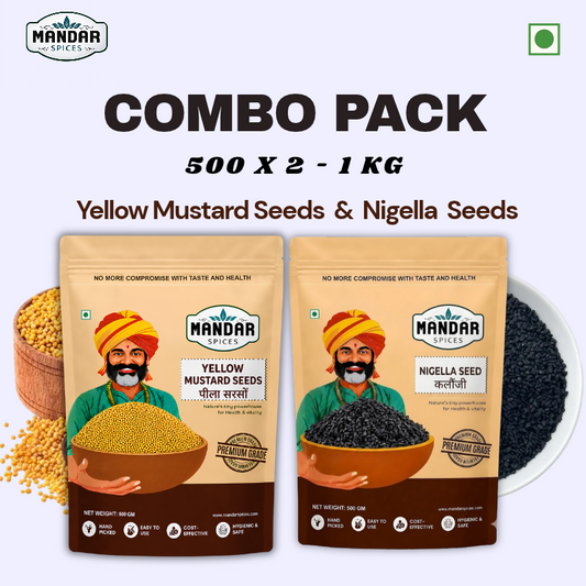 Nigella Seeds & Yellow Mustard Seeds Combo Pack 500X2 1kg